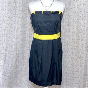 Gray and Yellow Strapless Dress